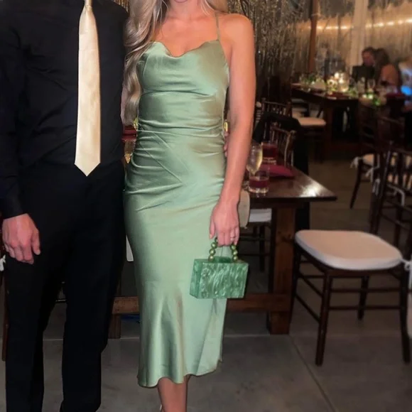 Hello Molly | Dresses | Hello Molly Green Ruched Slip Dress For Wedding  Guest | Poshmark